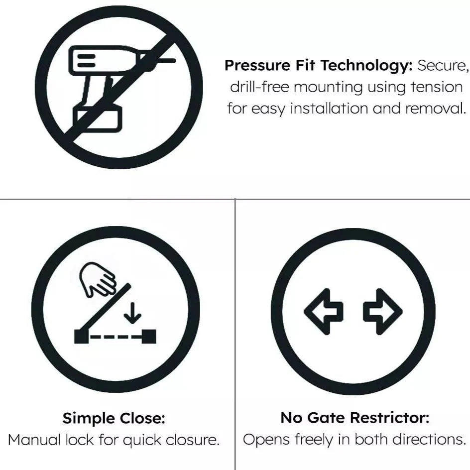 2x FYLO Baby Safety Stair Gate Pressure Fit Extra Wide