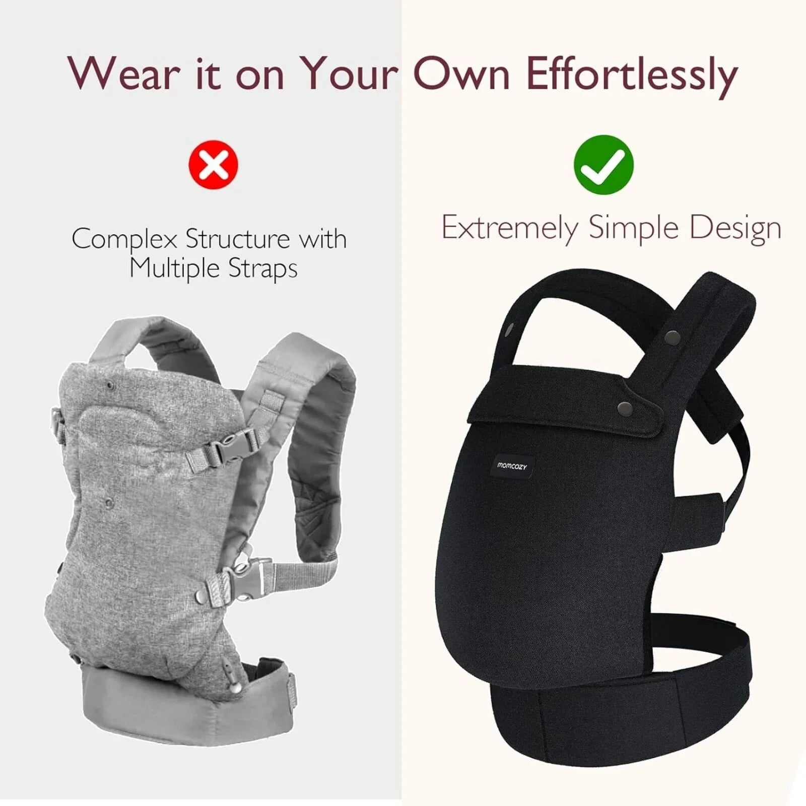 Momcozy Baby Carrier Newborn to Toddler Cotton - Black