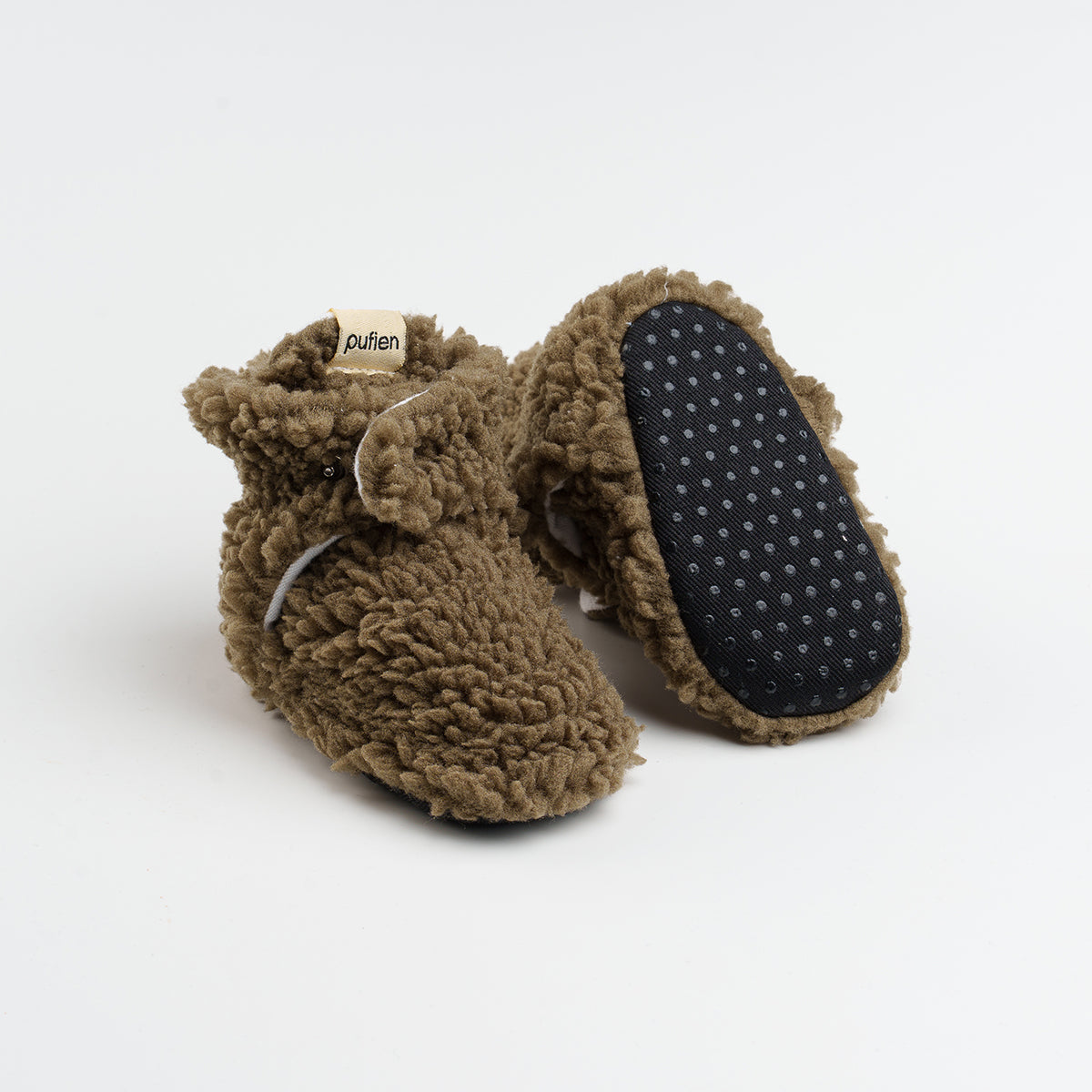 Army Green Fluffy Baby Booties