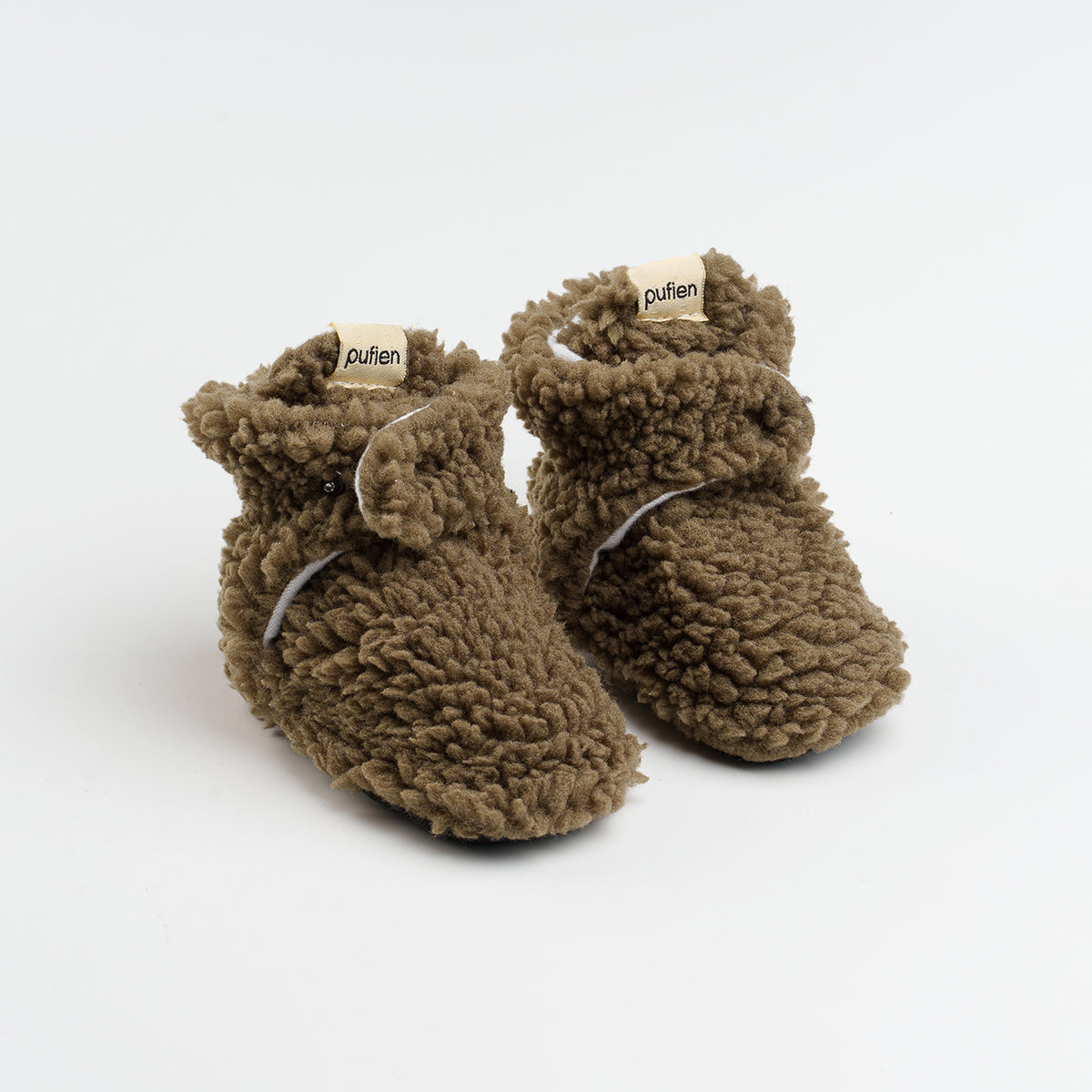 Army Green Fluffy Baby Booties