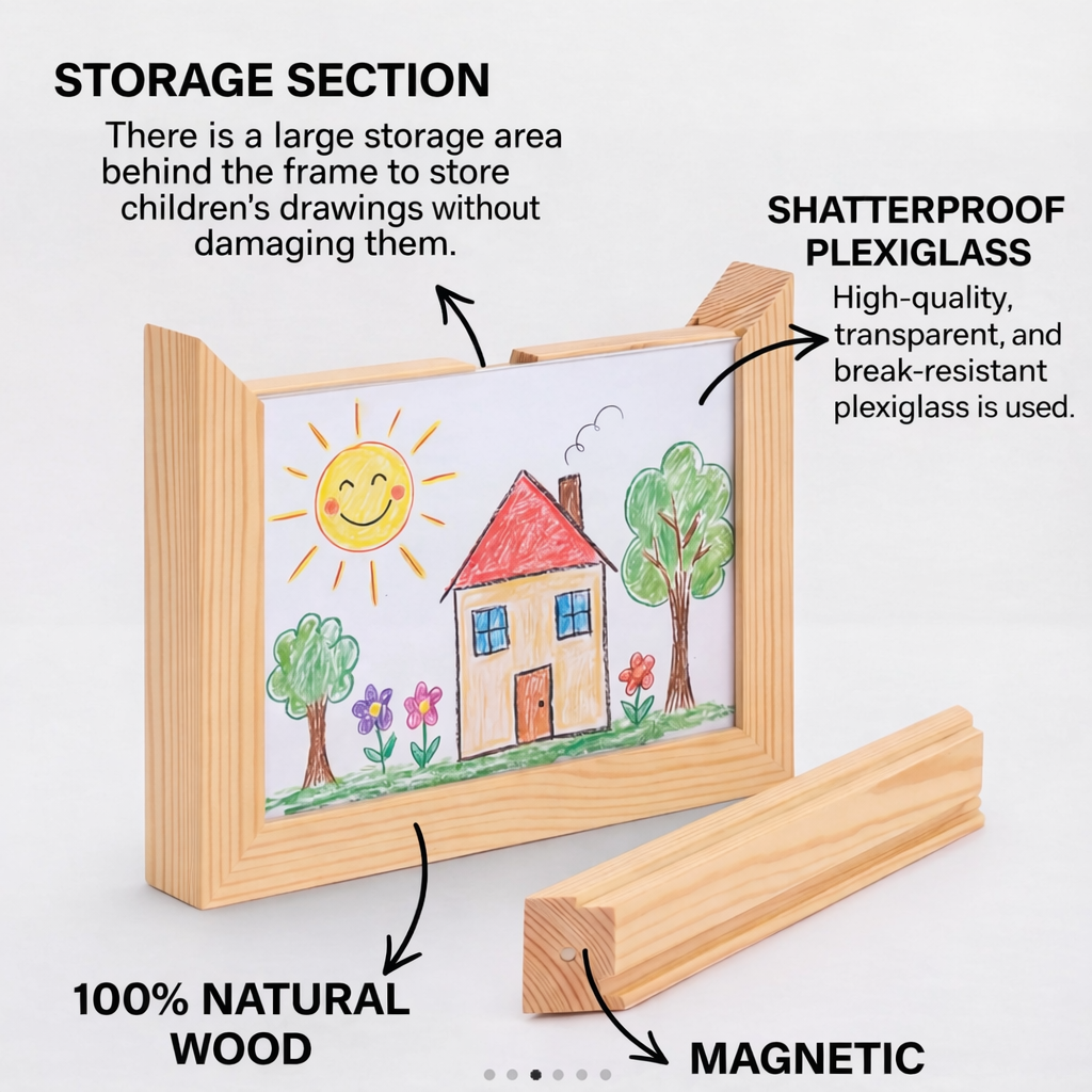 Kids Artwork Display Frame A4 with Storage