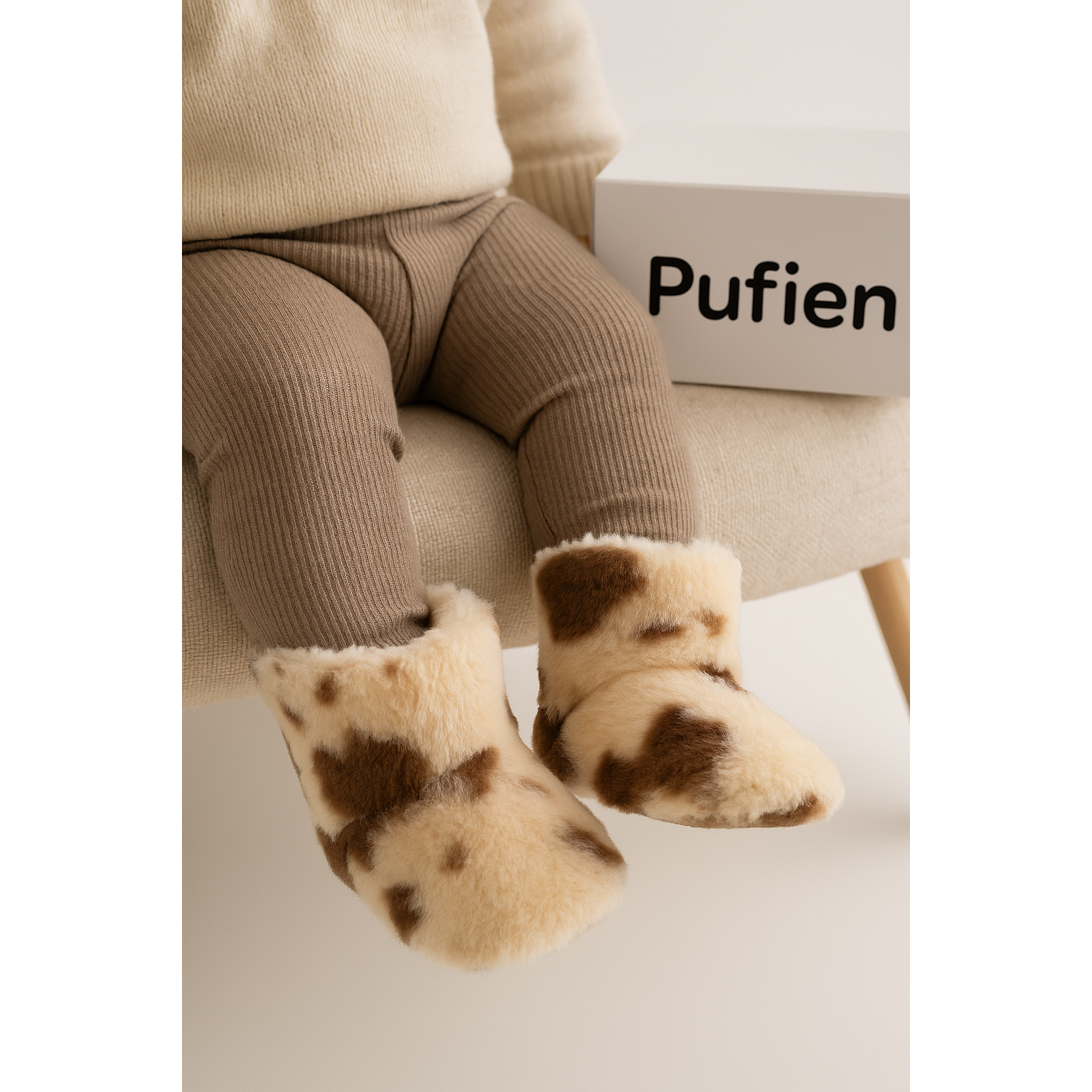 Brown Beige Baby Booties Walking Shoes