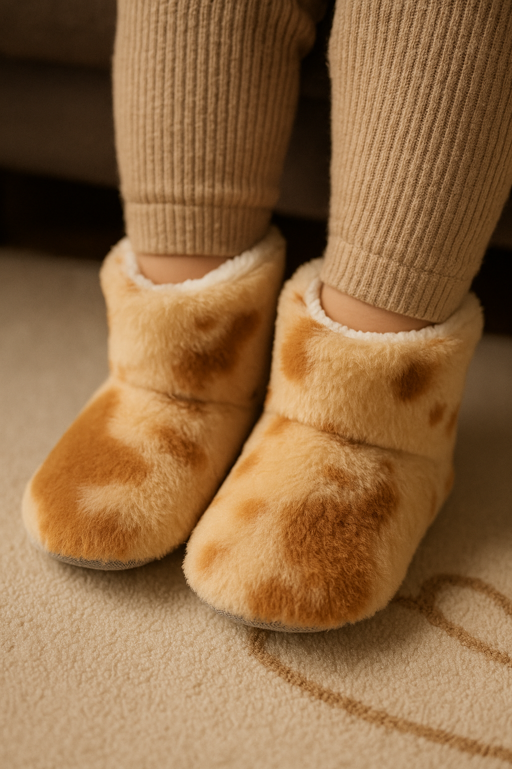 Brown Beige Baby Booties Walking Shoes