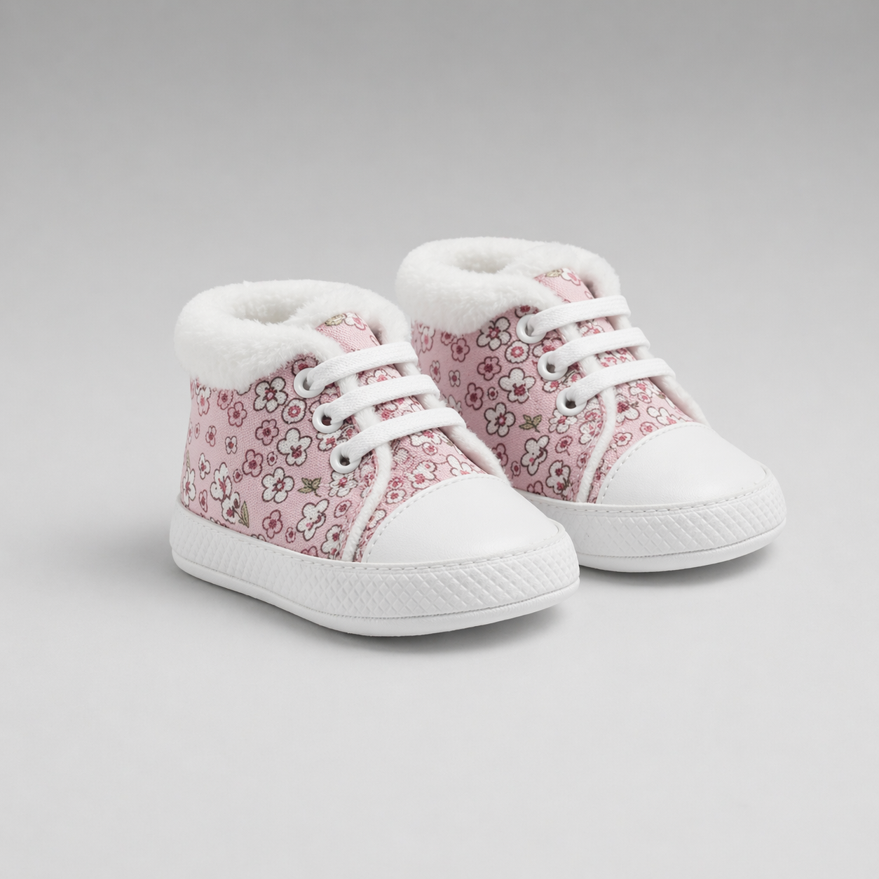 Flower Design Pink Baby Shoes