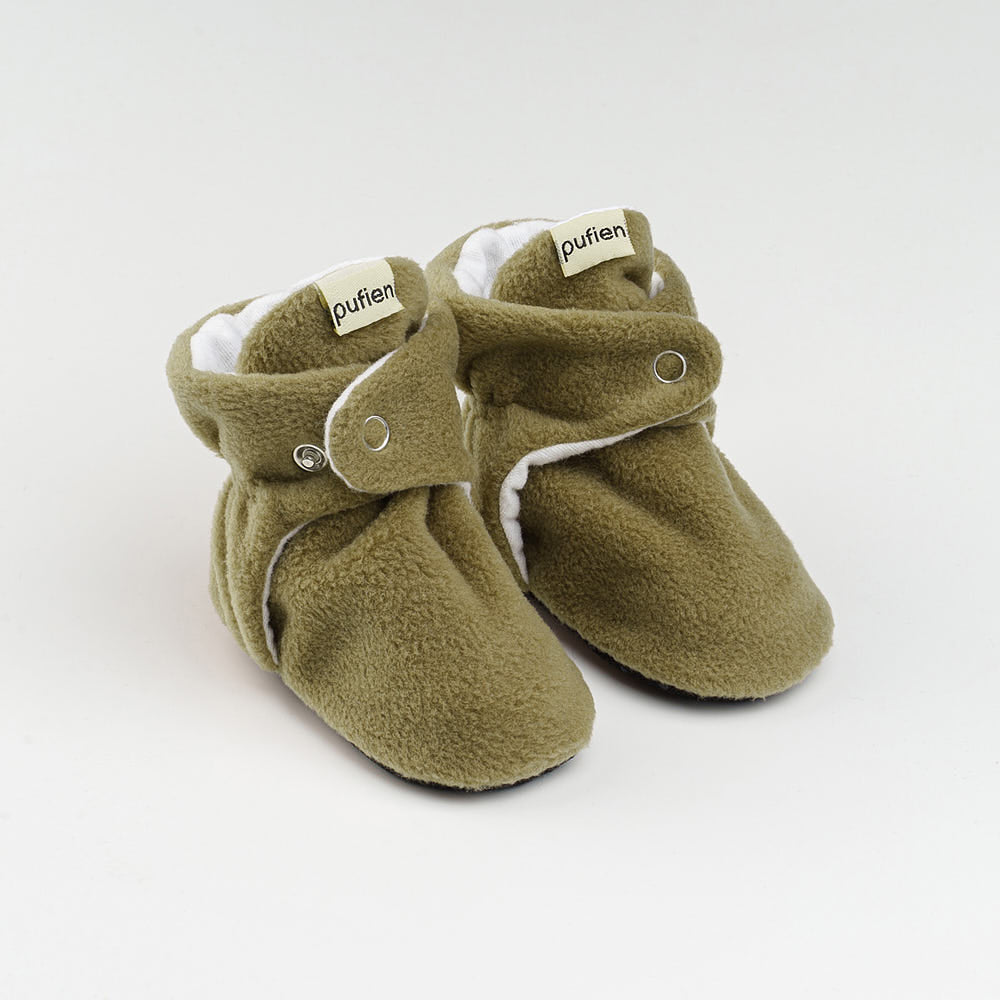 Khaki Green Baby Booties