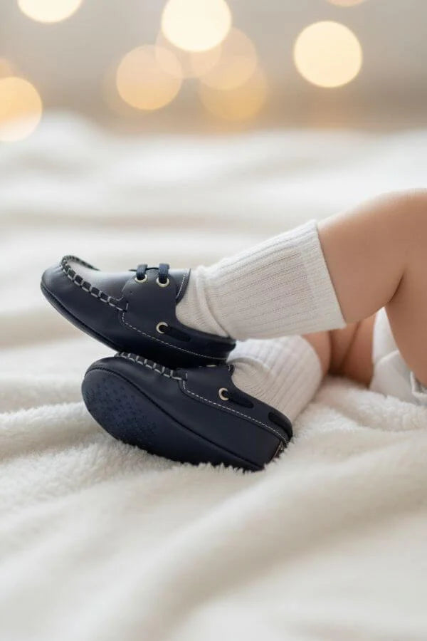 Navy Baby Leather Shoes