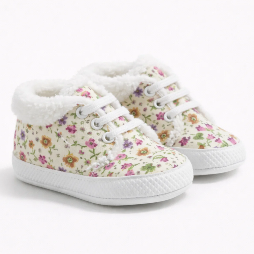 Rose Design Yellow Baby Shoes