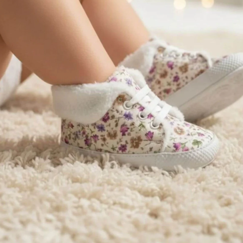 Rose Design Yellow Baby Shoes