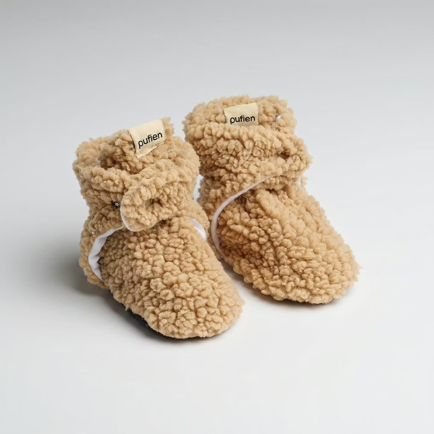 Beige Fluffy Baby Booties