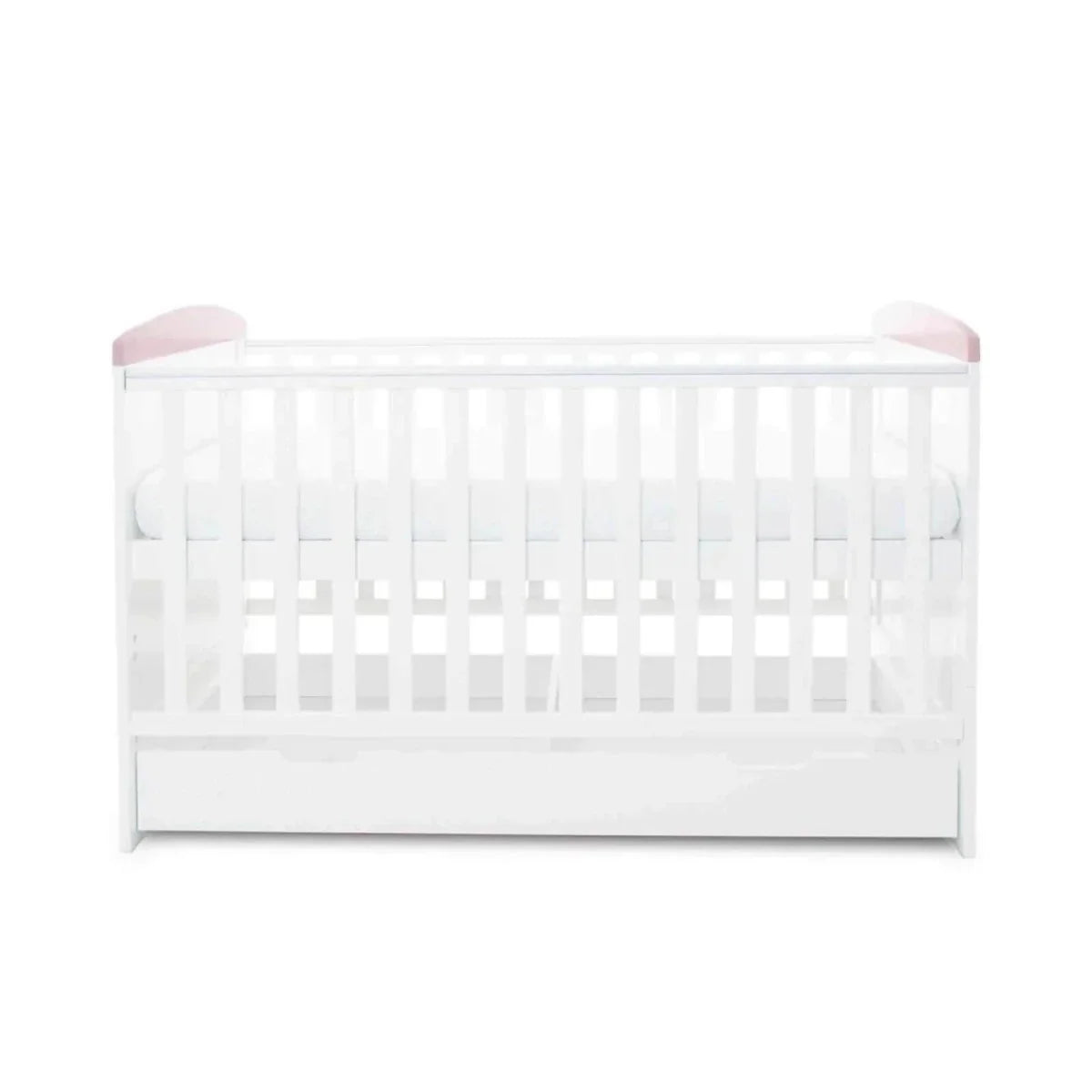 Ickle Bubba Coleby Style Cot Bed with Under Drawer Elephant Love Pink - Without Mattress