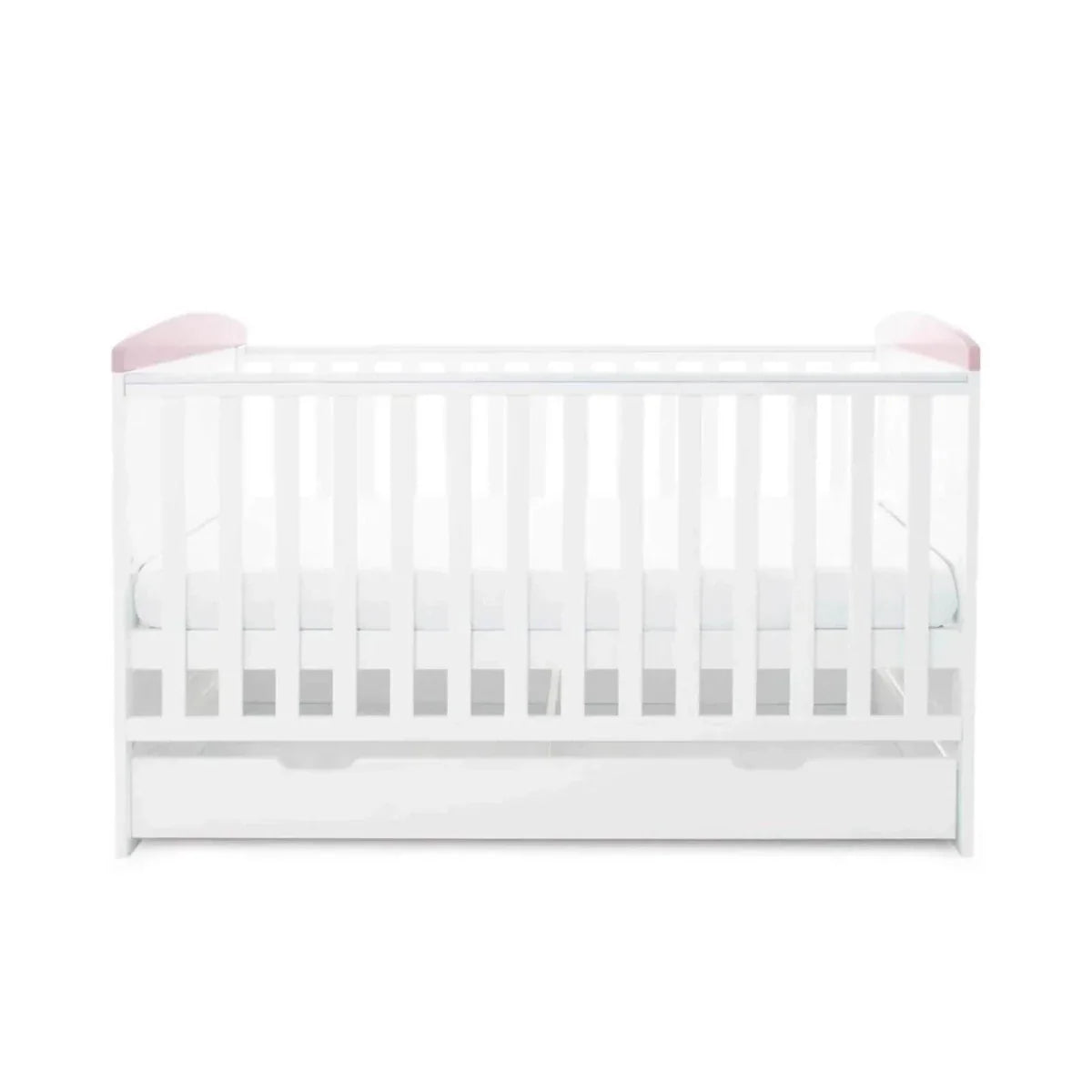 Ickle Bubba Coleby Style Cot Bed with Under Drawer Elephant Love Pink - Without Mattress