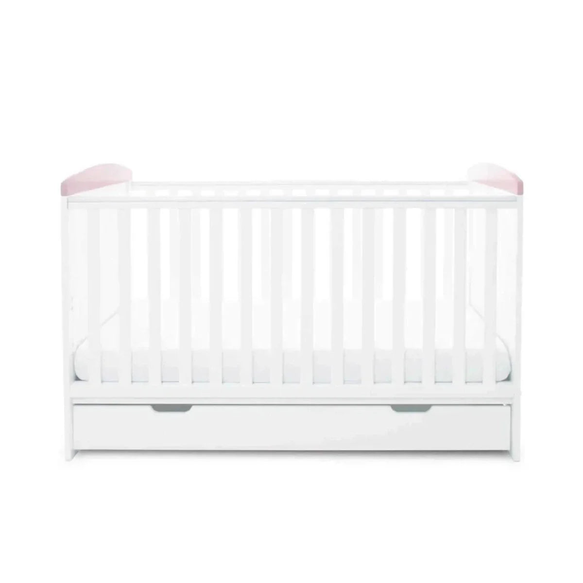 Ickle Bubba Coleby Style Cot Bed with Under Drawer Elephant Love Pink - Without Mattress