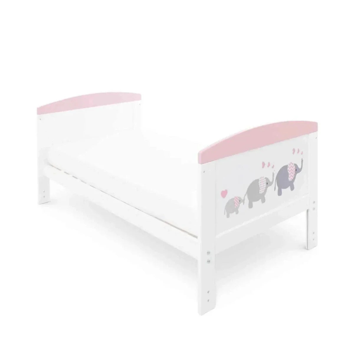 Ickle Bubba Coleby Style Cot Bed with Under Drawer Elephant Love Pink - Without Mattress