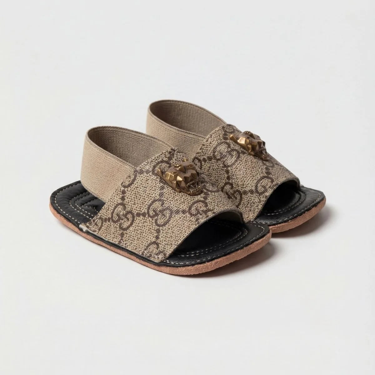 Baby Grey Monogram Design Sandals for Summer