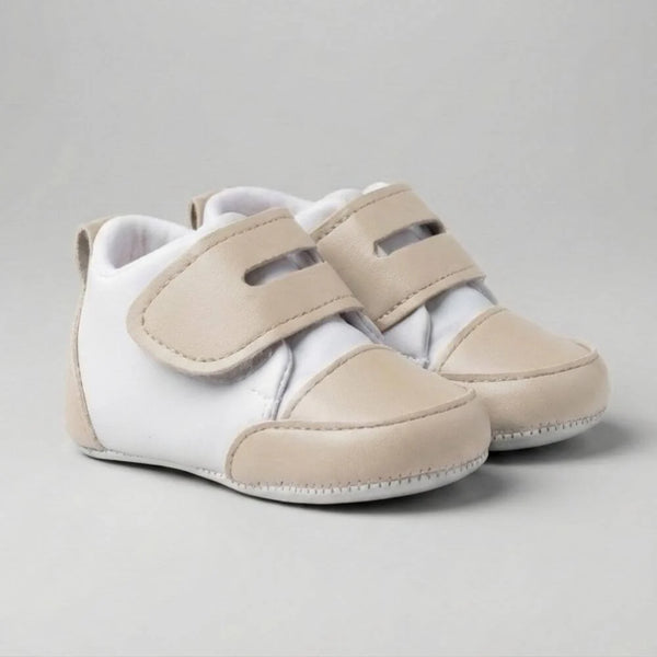 Beige Black Velcro Shoes