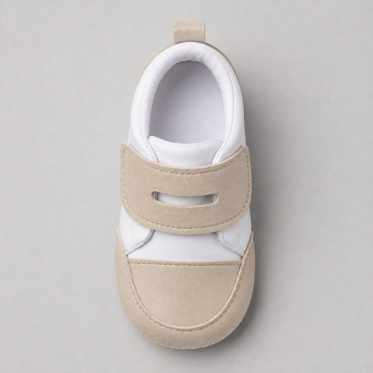 Beige Black Velcro Shoes