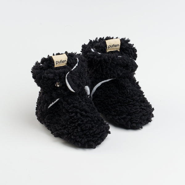 Black Fluffy Baby Booties