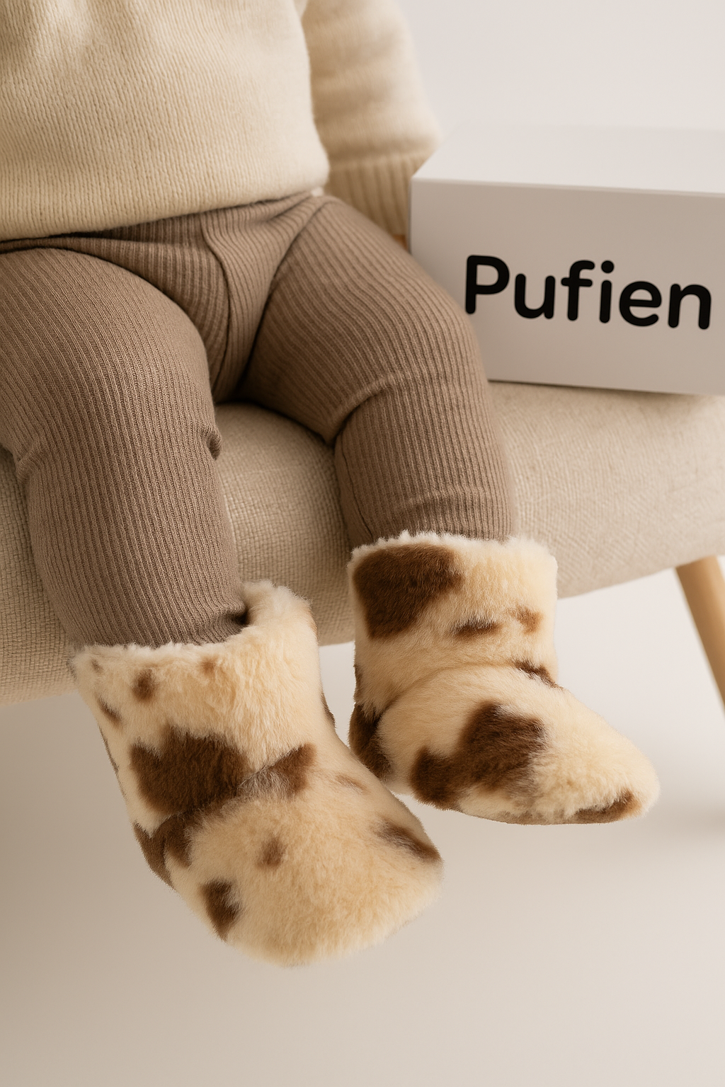 Brown Beige Baby Booties Walking Shoes