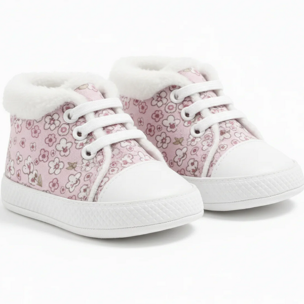 Flower Design Pink Baby Shoes