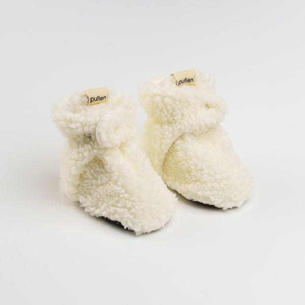 White Fluffy Baby Booties