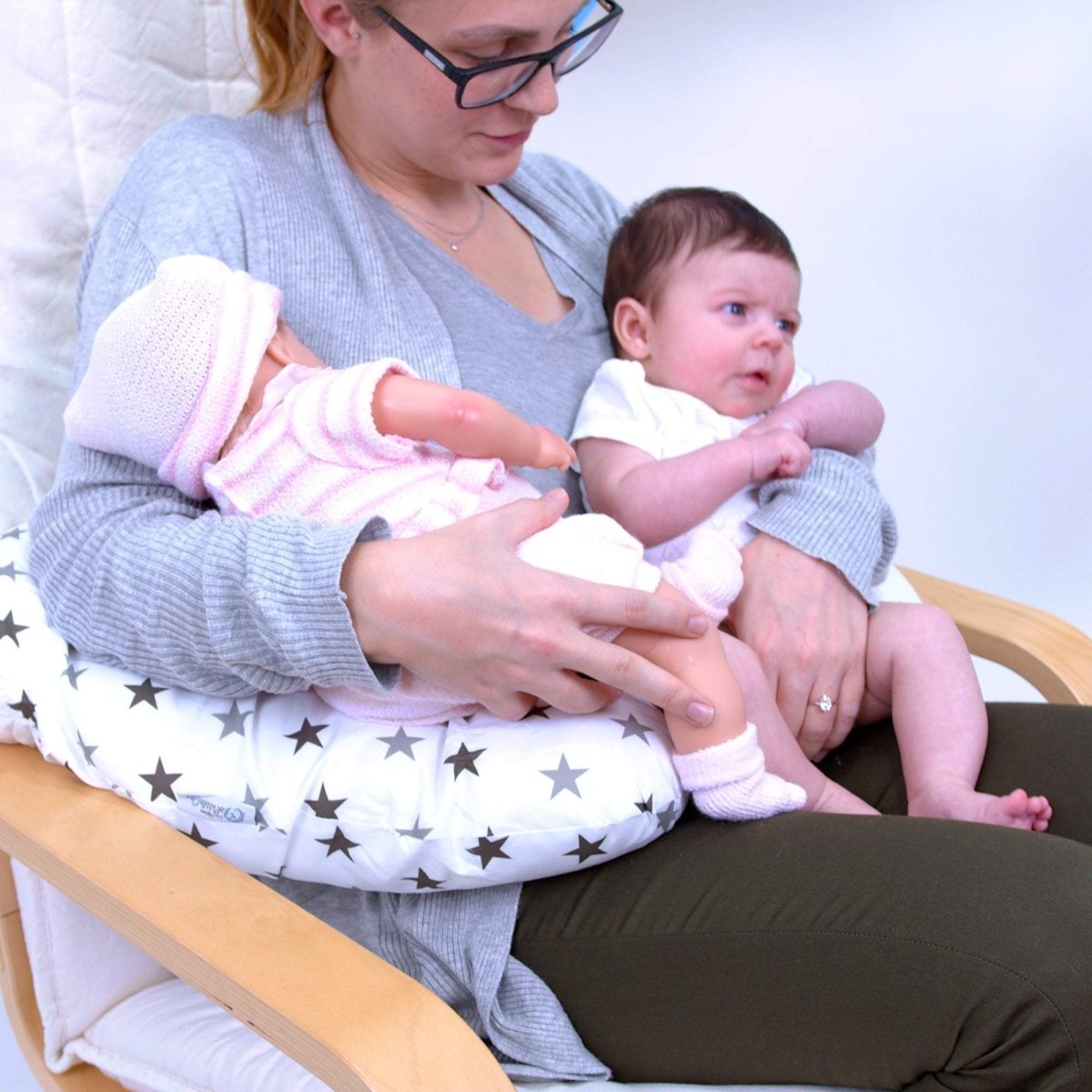 Twin Pregnancy Nursing Pillow - Silver Stars